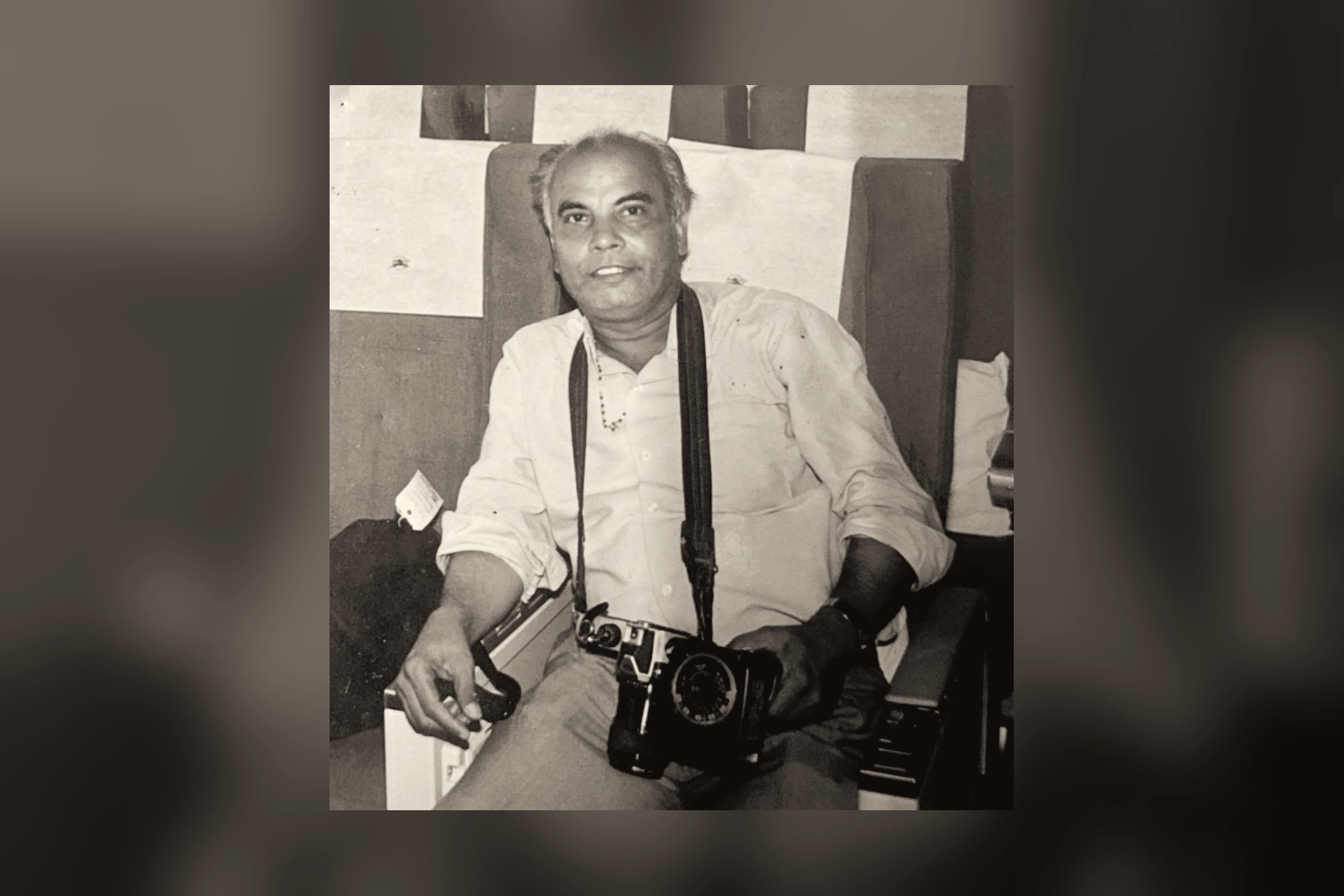 The founder of Eternal Graphers with his camera, Mumbai, 1975