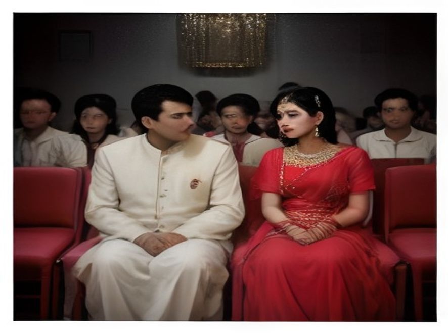 An early digital-era wedding photograph