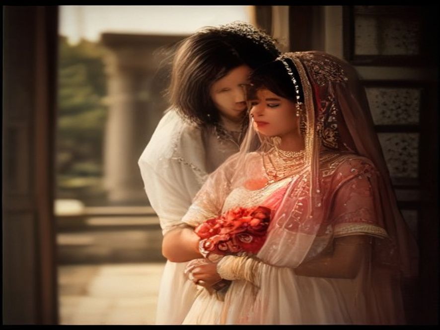 A wedding photograph from the film era