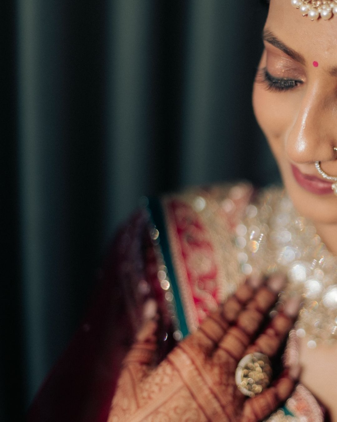 Bridal mehendi and jewellery detail at a Mumbai wedding