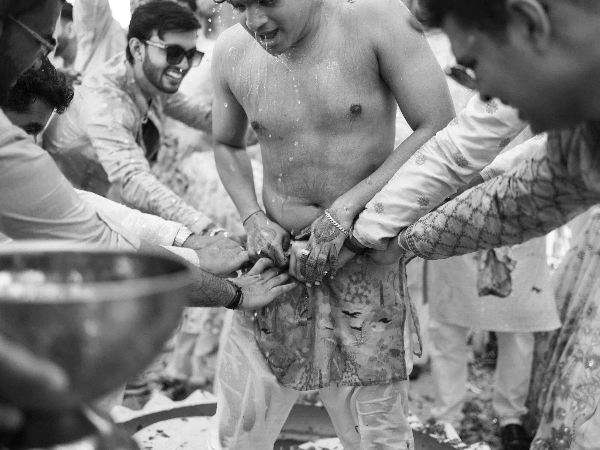 Hands during a Hindu wedding ritual, photographed close